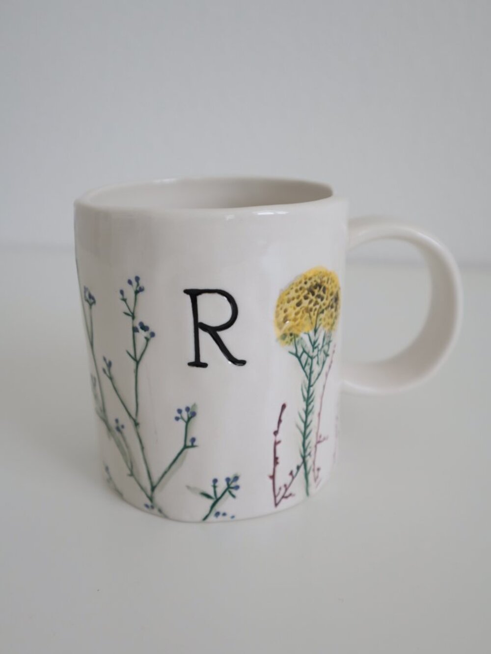 Anthropologie Wildflowers Dagny Monogram Mug Letter R